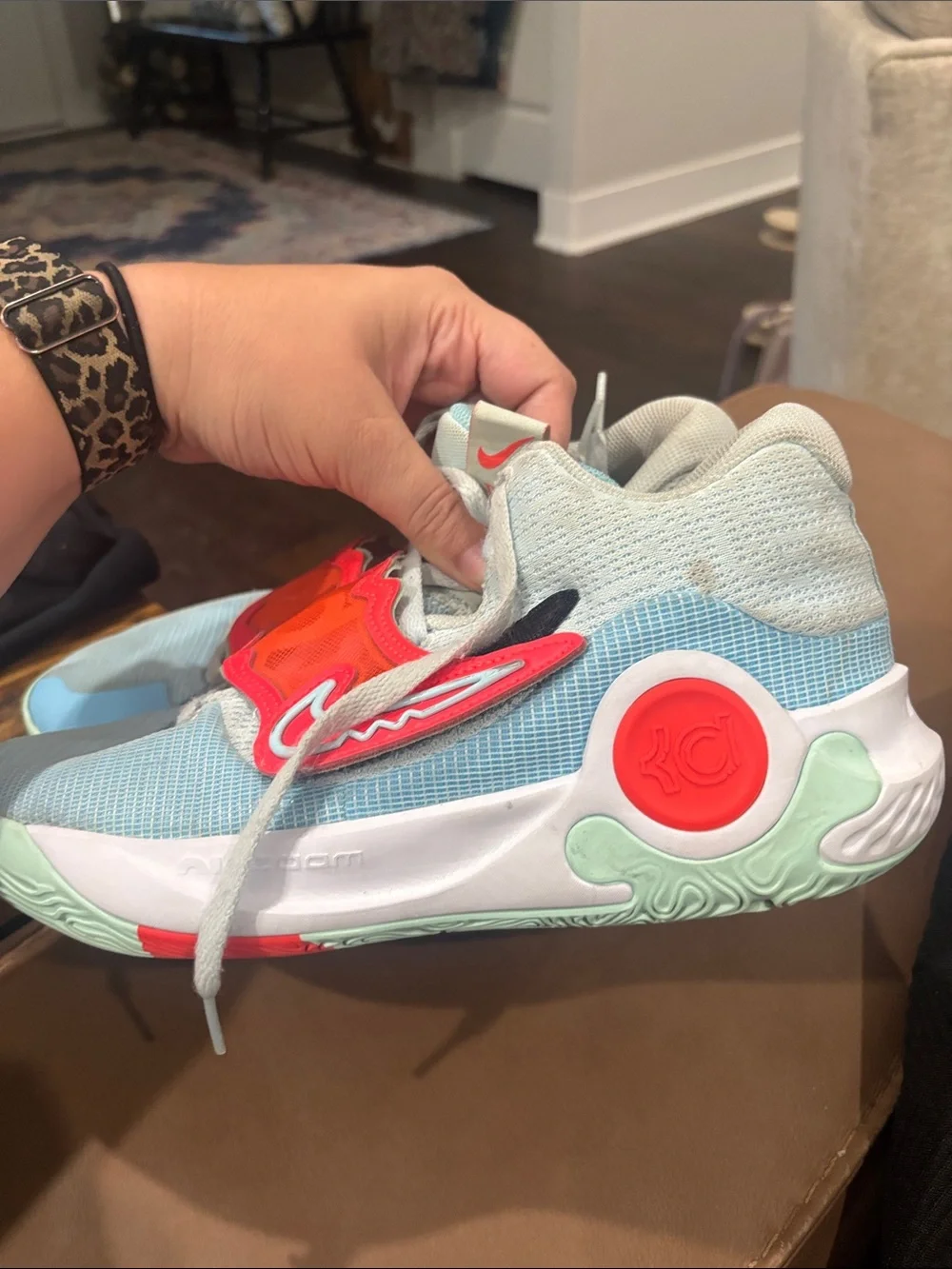 Nike Men’s Light Blue and Coral Slip-On Athletic Sneakers